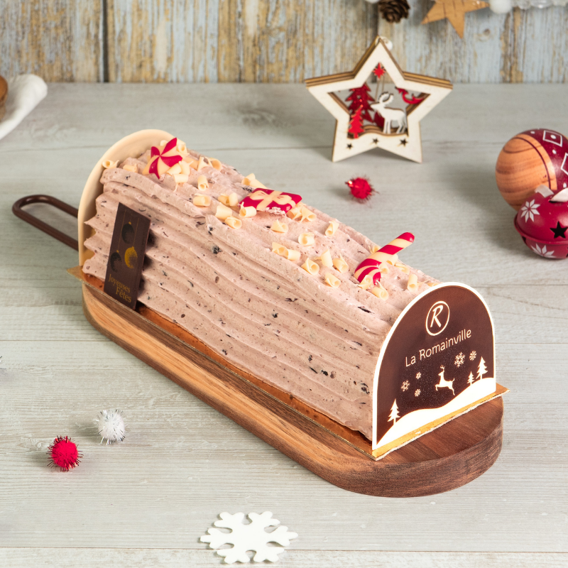Bûche pâtissière aux fruits rouges - collection Noël - pâtisserie La Romainville