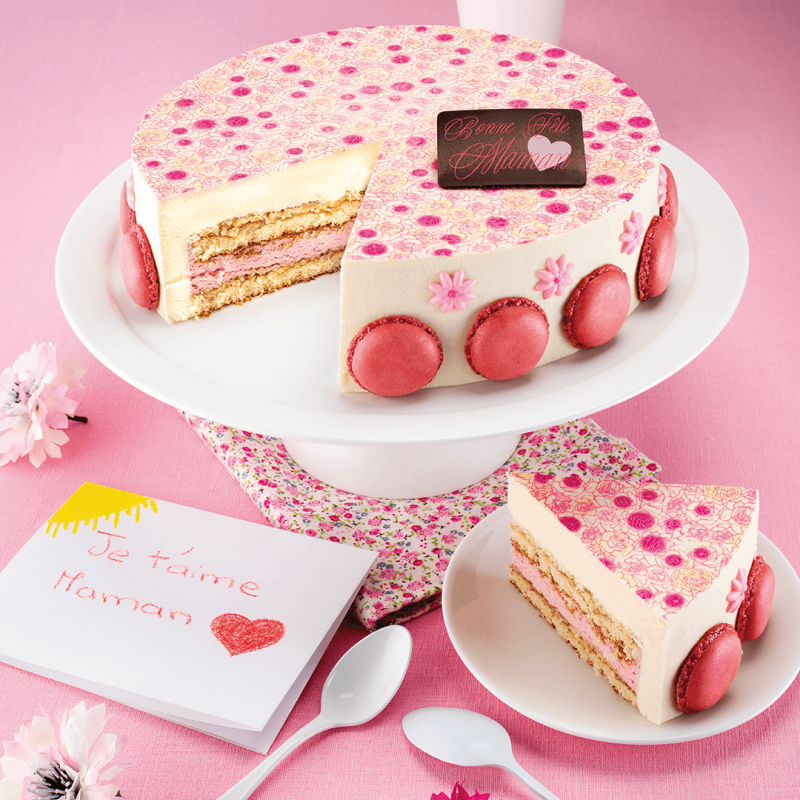 new Gâteau Mamoune , fête des mères , entremets vanille fraise , Pâtisserie La Romainville