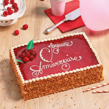 Framboisier personnalisé - gâteau avec inscription personnalisée - Pâtisserie La Romainville