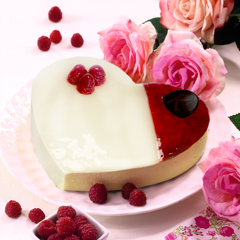 Coeur Harmonie - Dessert Chocolat blanc framboise- Saint-Valentin ou fêtes des mères - Pâtisserie La Romainville