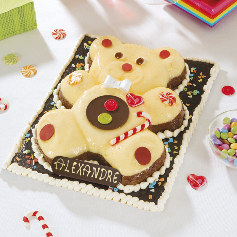 Gâteau ourson mousse vanille/chocolat - anniversaire enfant - Pâtisserie La Romainville Gâteau ourson mousse vanille/chocolat - anniversaire enfant - Pâtisserie La Romainville