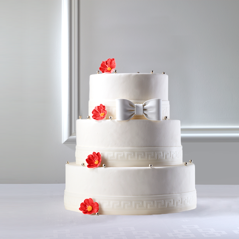 Wedding Cake champêtre à fleurs rouges La Romainville Pièce Montée