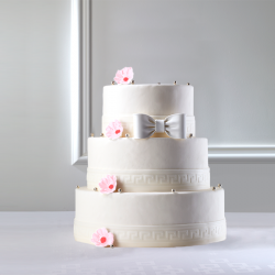 Wedding Cake champêtre à fleurs roses pastel La Romainville Pièce Montée