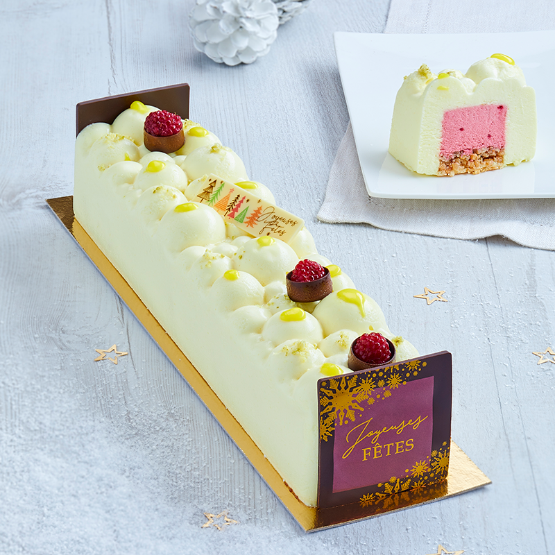 Bûche Perles de Neige citron-framboise Bûche Perles de Neige citron-framboise