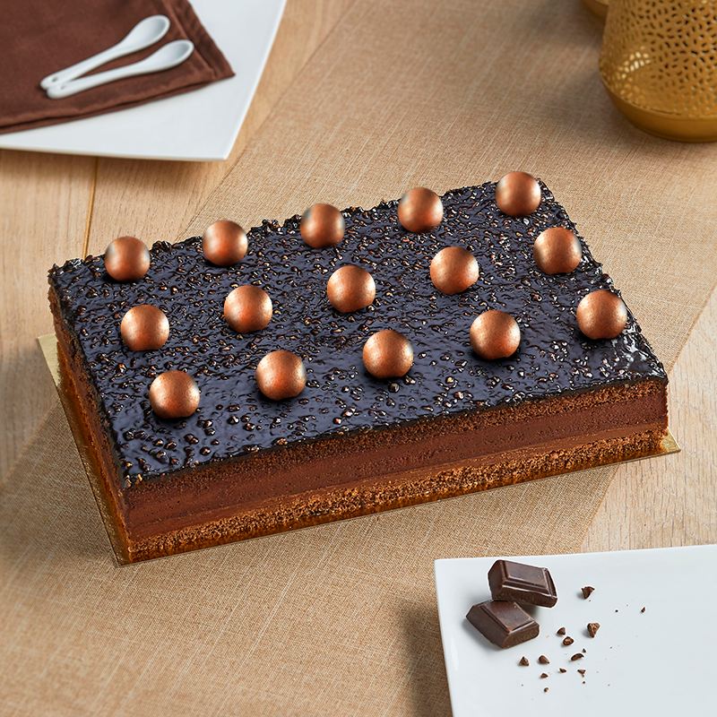 Bingo Chocolat - gâteau bavaroise et croquant chocolat, décors de fêtes - La Romainville