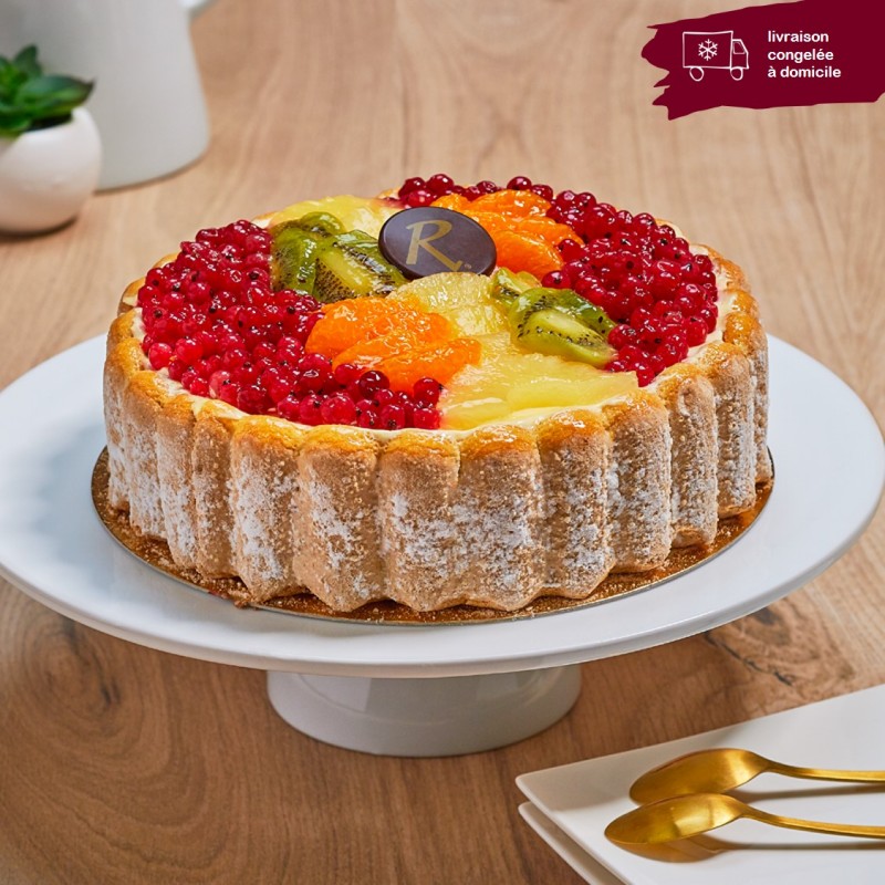 Charlotte fruits exotiques en livraison à domicile - Pâtisserie La Romainville Charlotte fruits exotiques en livraison à domicile - Pâtisserie La Romainville
