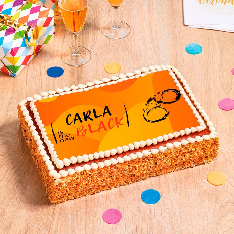 Gâteau d'anniversaire  Orange is the new black au chocolat, noisette, vanille ou noix de coco