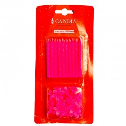 lot de 20 Bougies torsadées roses - accessoires anniversaire - La Romainville