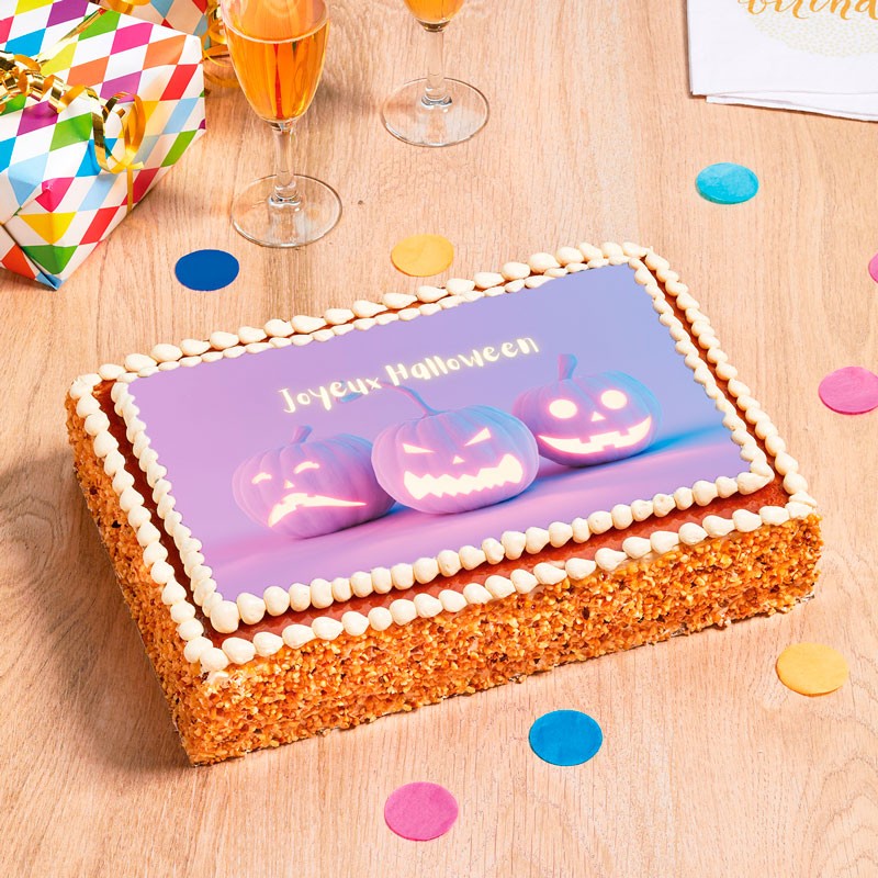 Gâteau Pinky Citrouille Halloween - layer cake halloween Pâtisseries La Romainville - disponible en livraison à domicile