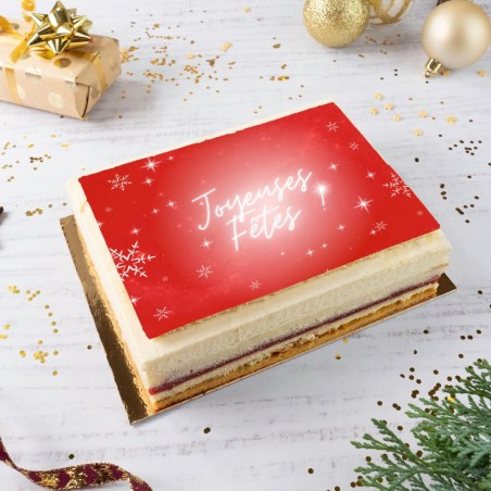Vanille-fraise glacé personnalisé Joyeuses Fêtes - glace vanille et sorbet fraise