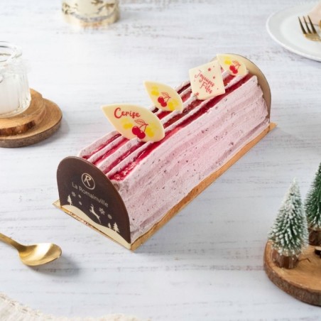 Bûche pâtissière cerise - collection Noël - pâtisserie La Romainville